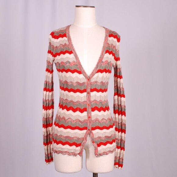 EUC Cotton by Autumn Cashmere Chevron Stripe Cardigan, Sz - Sm - Picture 1 of 6